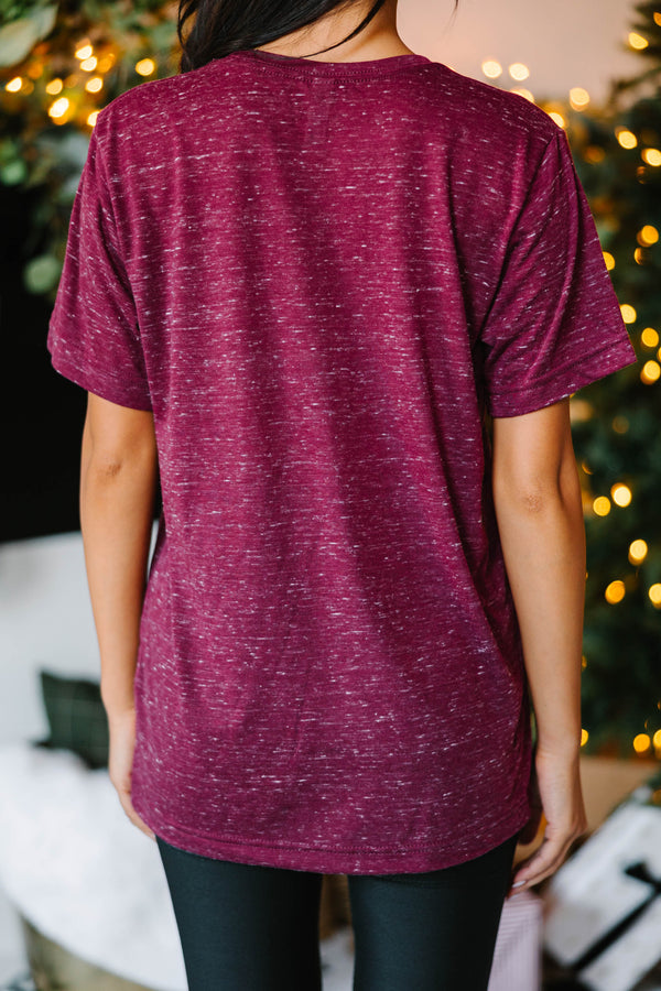 On The Nice List Marble Maroon Red Graphic Tee