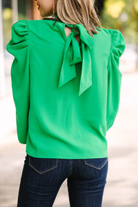 Be A Stand Out Green Puff Sleeve Blouse