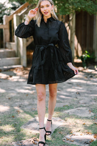 Meant For You Black Textured Dress