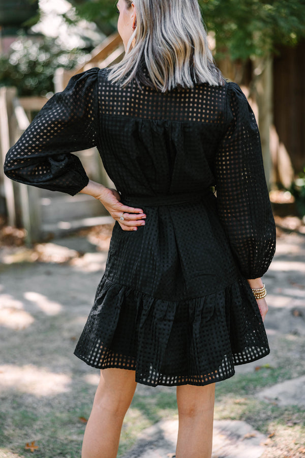 Meant For You Black Textured Dress