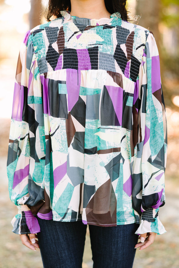 Promised Fun Orchid Purple Abstract Blouse