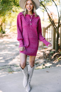 Take Your Time Cranberry Pink Sweater Dress