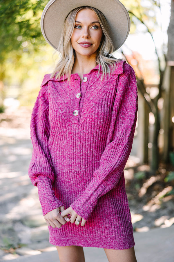 Take Your Time Cranberry Pink Sweater Dress