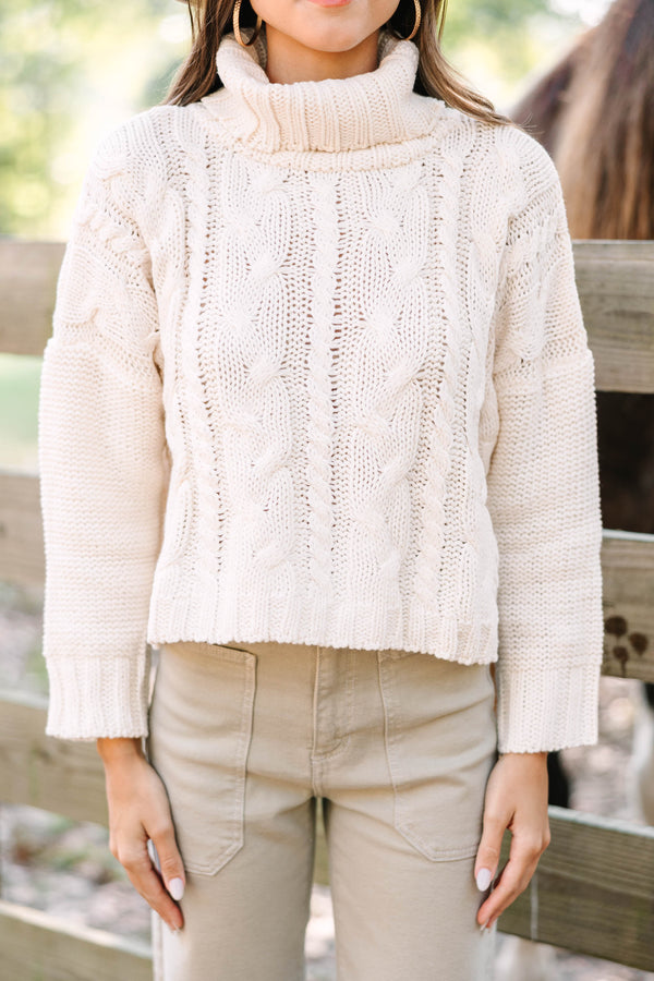 Starting Now Ivory White Cable Knit Sweater – Shop the Mint