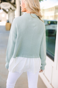 Focus On You Sage Green Layered Sweater