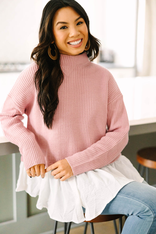 Focus On You Blush Pink Layered Sweater