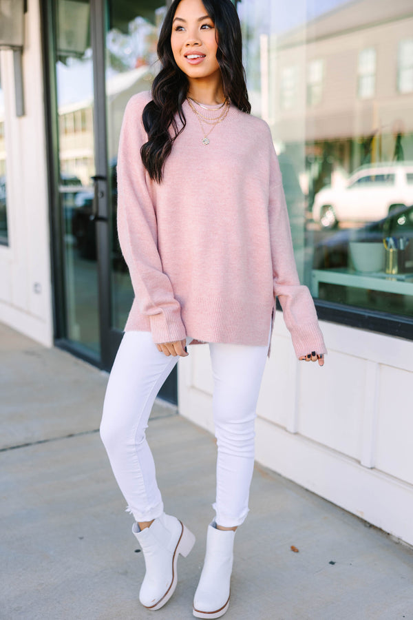 It Can Happen Pink Side Slit Sweater Shop The Mint