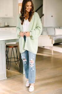 Face The Day Sage Green Cardigan