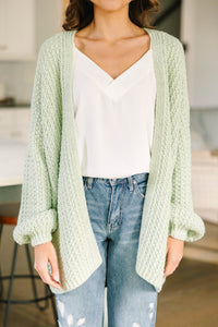 Face The Day Sage Green Cardigan