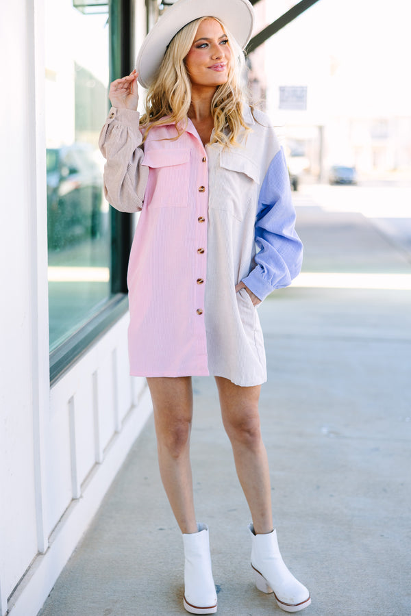 Tell Me Everything Pink Colorblock Dress