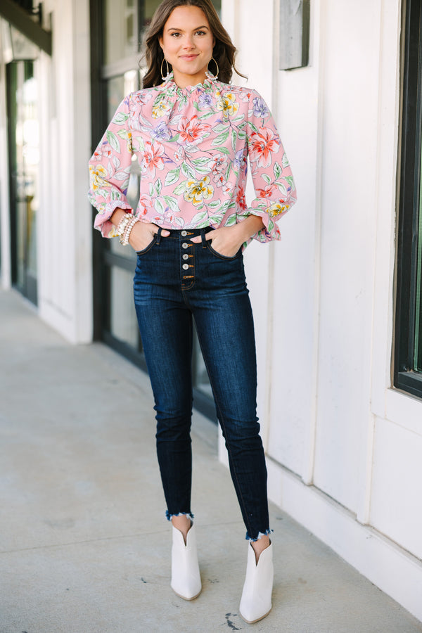 Tried and True Blush Pink Floral Blouse
