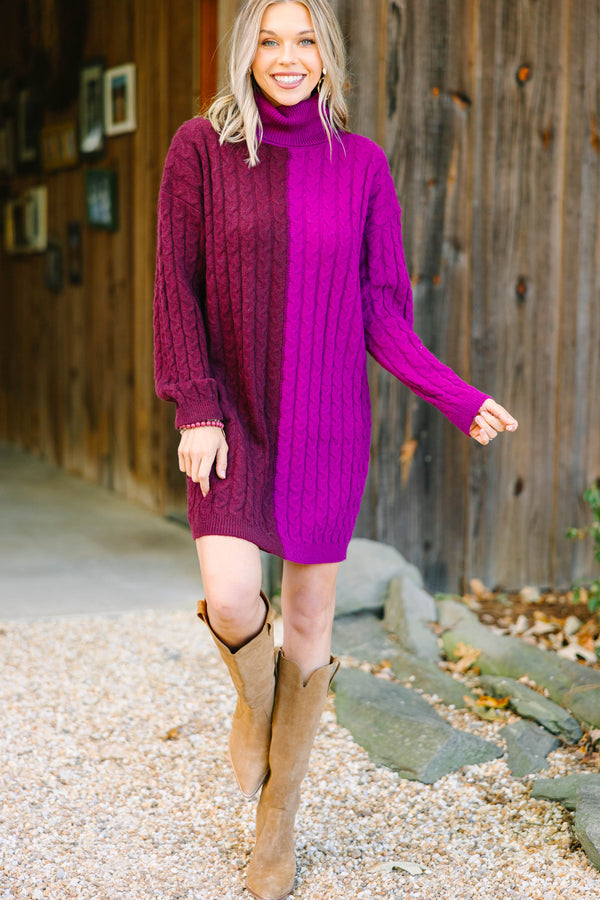 It's Your Story Burgundy Colorblock Sweater Dress