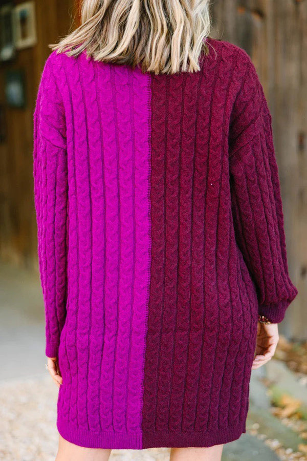 It's Your Story Burgundy Colorblock Sweater Dress