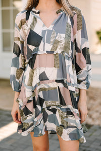 Promised Fun Gray Abstract Dress