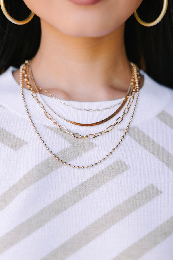 Wait And See Gold Layered Chain Necklace