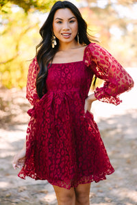 Living Your Dreams Burgundy Red Leopard Babydoll Dress