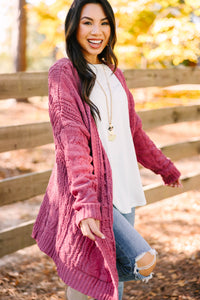 Better Places Ahead Cherry Red Cable Knit Cardigan