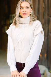 Take Time Ivory White Bubble Sleeve Sweater