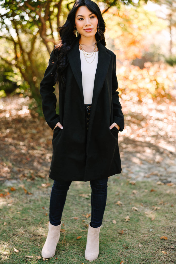 All For You Black Long Line Coat – Shop the Mint
