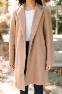 All For You Camel Brown Long Line Coat