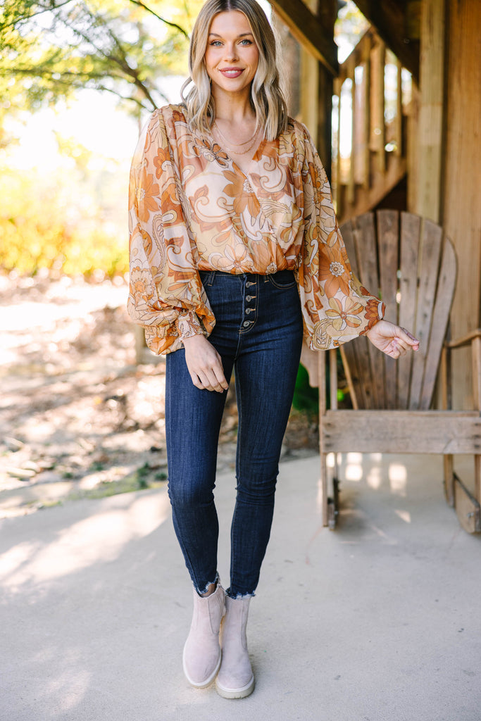 All For Love Camel Brown Floral Bodysuit – Shop the Mint