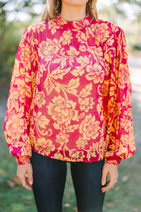 My Heart Is Yours Berry Red Floral Blouse