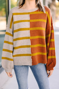 Back And Forth Rust Orange Striped Sweater