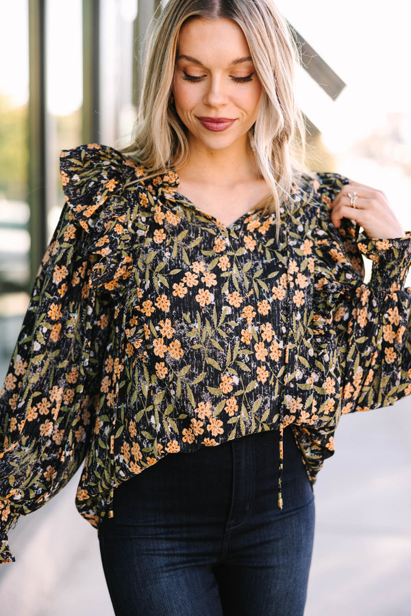 Need You More Black Floral Blouse