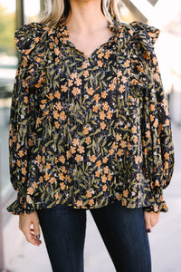 Need You More Black Floral Blouse
