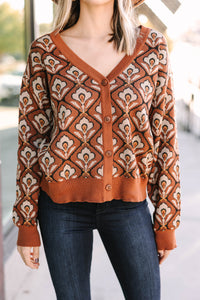 Just Be You Brown Abstract Cardigan