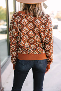 Just Be You Brown Abstract Cardigan