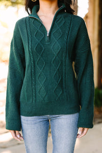 Just One Look Hunter Green Cable Knit Sweater