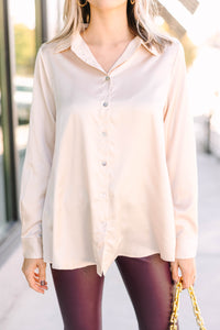 Doing Just Fine Champagne Satin Blouse