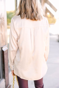 Doing Just Fine Champagne Satin Blouse