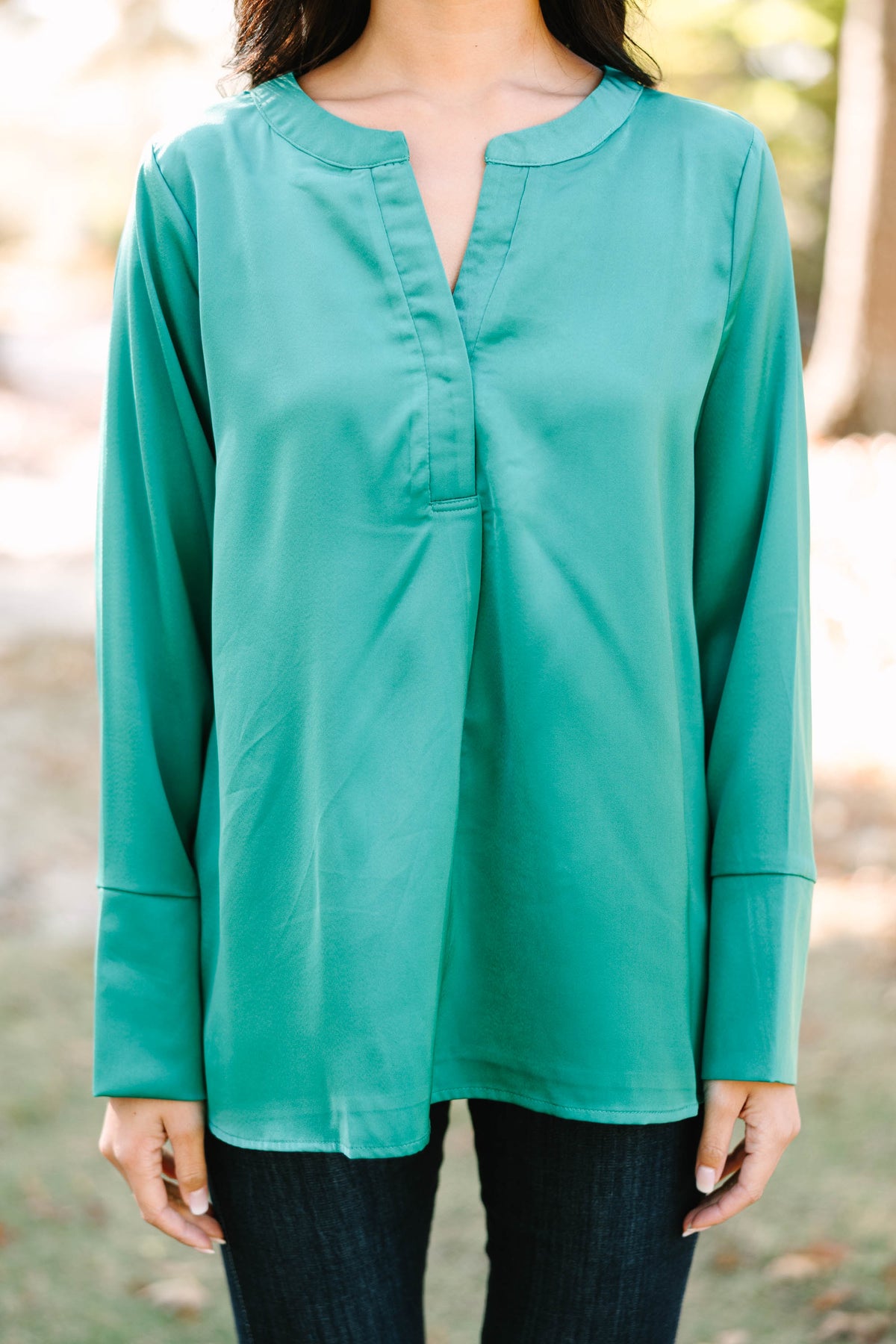 Remind Me Later Emerald Green Satin Blouse – Shop the Mint