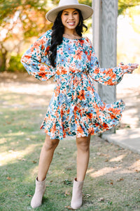 feminine floral long sleeve dress