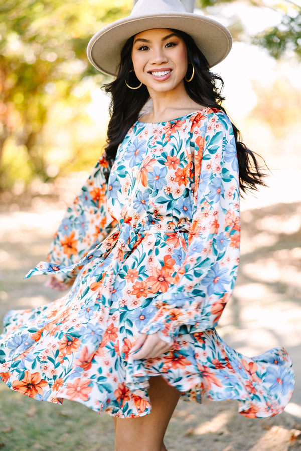 feminine floral long sleeve dress