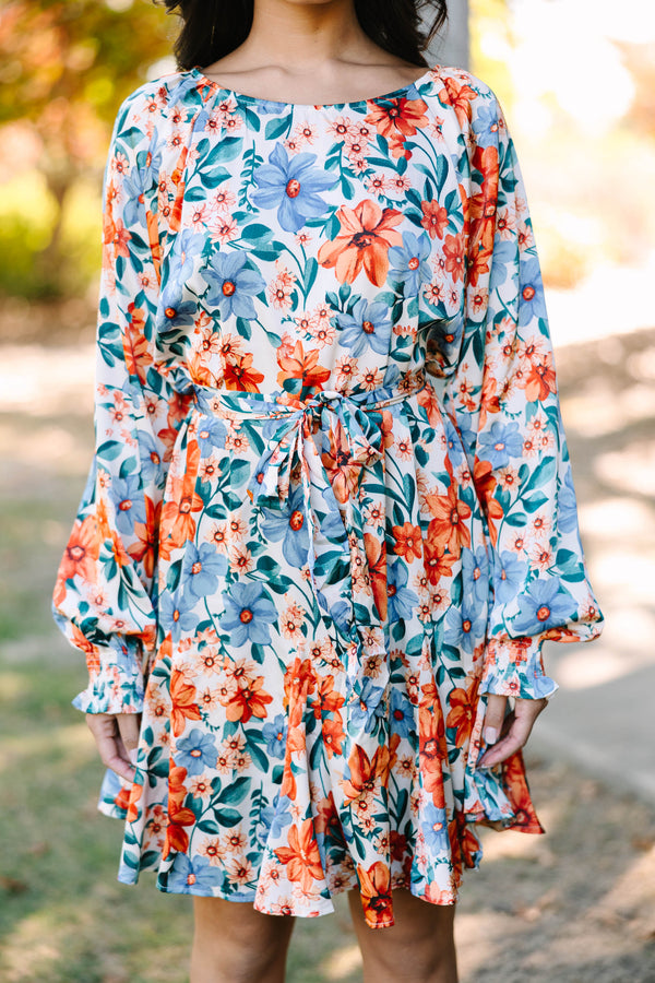 feminine floral long sleeve dress