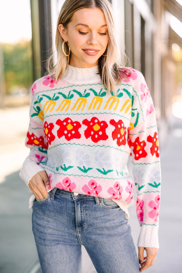 Think Of It Pink Printed Sweater
