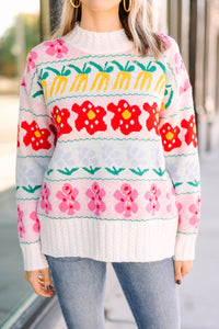 Think Of It Pink Printed Sweater