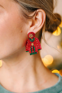 Christmas Best Red Beaded Earrings