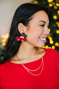 Christmas Vacation Red Beaded Earrings
