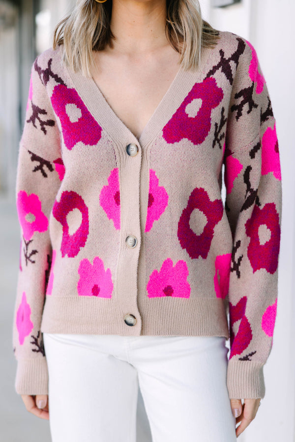 What You Want Taupe Brown Floral Cardigan