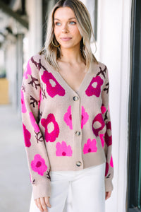 What You Want Taupe Brown Floral Cardigan