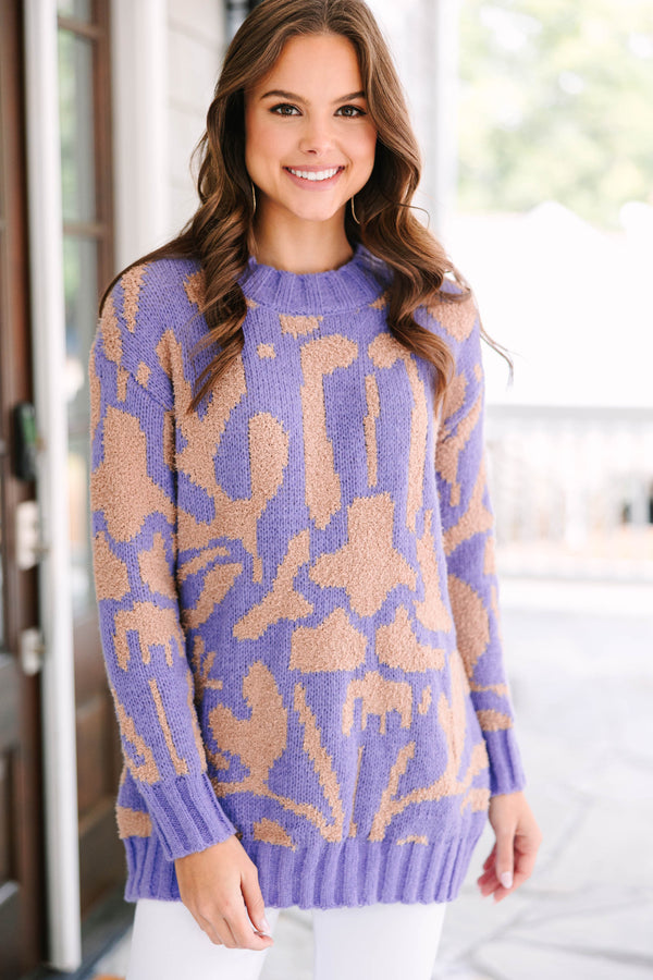 Wild Expectations Purple Abstract Sweater