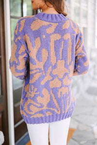 Wild Expectations Purple Abstract Sweater