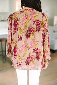 Feeling Your Best Latte Brown Floral Blouse