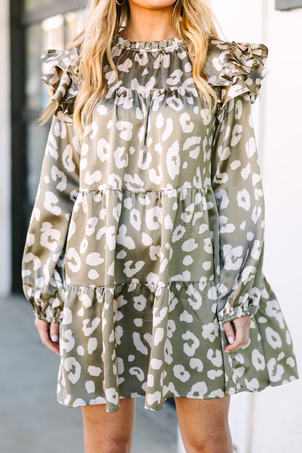 Go Along With It Sage Green Leopard Babydoll Dress – Shop the Mint