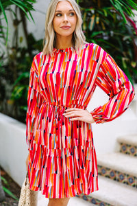 Stick With It Ruby Red Abstract Dress