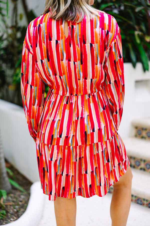 Stick With It Ruby Red Abstract Dress